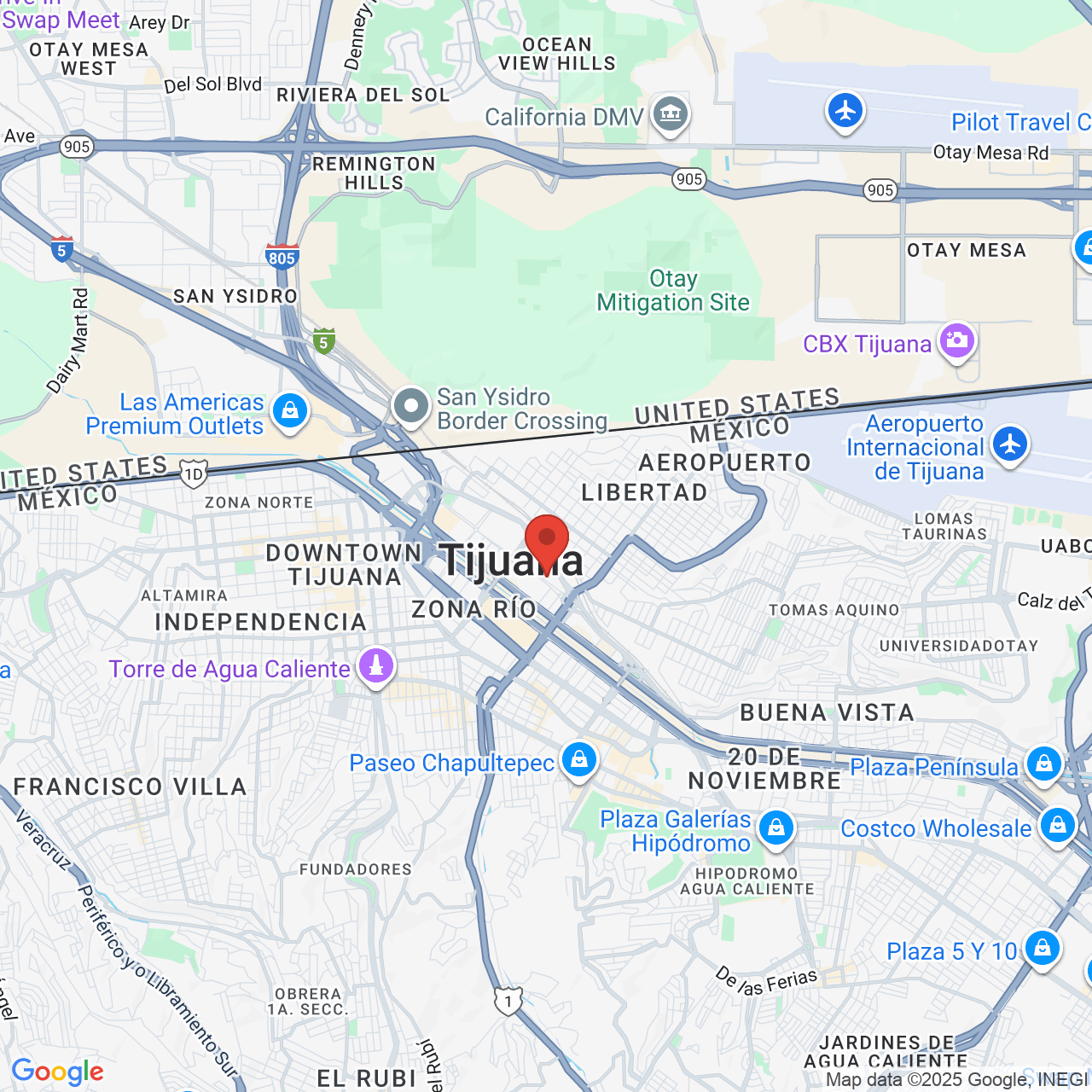 Google map image of our location in Fray Servando Teresa de Mier 15, Zona Urbana Rio Tijuana, B.C.